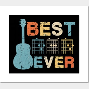 Best Dad Ever Guitar Chords Musician Funny Fathers Day Posters and Art